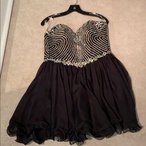 Semi formal black rhinestoned dress